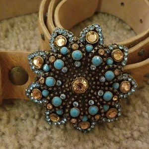 Cow Hide and Swarovski and Turquoise Belt